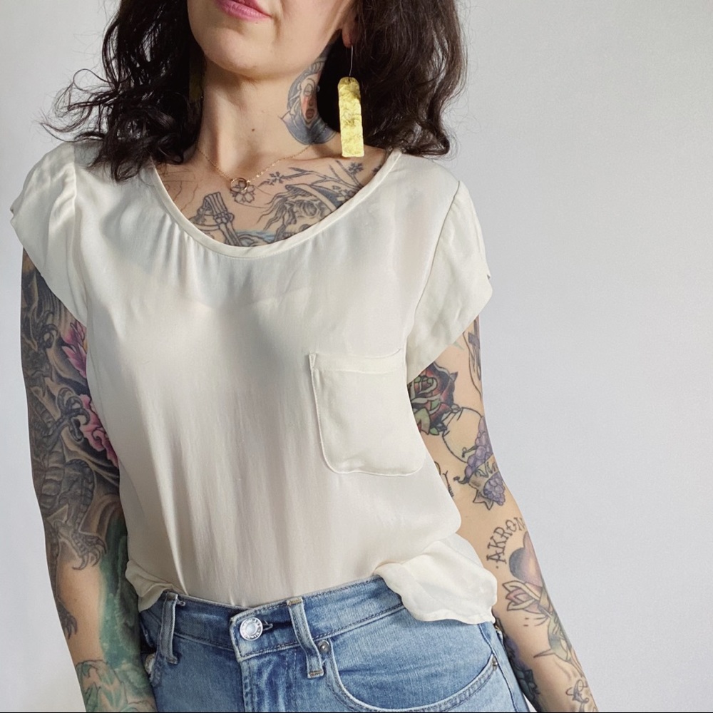 JOIE Silk Rancher Top Ivory Cream Medium - Picture 1 of 11